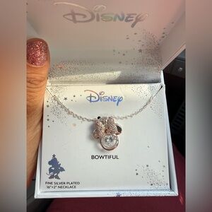 Disney Minnie Mouse Bowtiful Rose Gold and Silver Necklace
